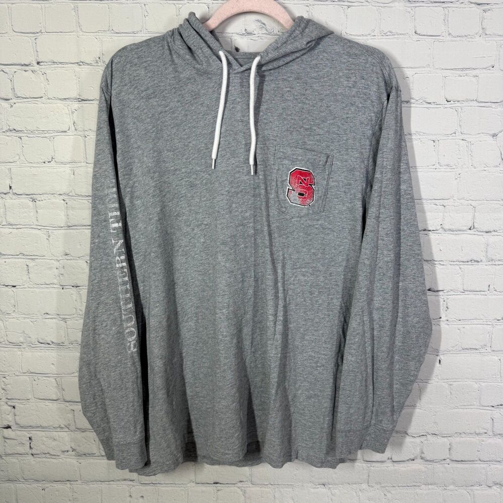 Southern Tide NC State Hoodie Sweatshirt Men XXL Gray Slim Gray Distressed Y2K
